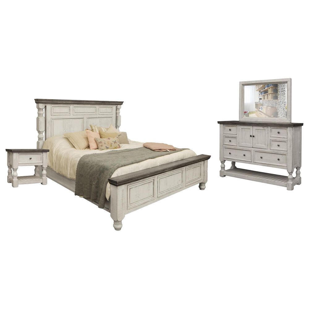 Fallridge Stone 4 Piece Queen Bedroom Set in Eggshell Antiqued, , large