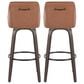 LumiSource Hannah Swivel Bar Stool with Camel Faux Leather Upholstery in Walnut and Black (Set of 2), , large