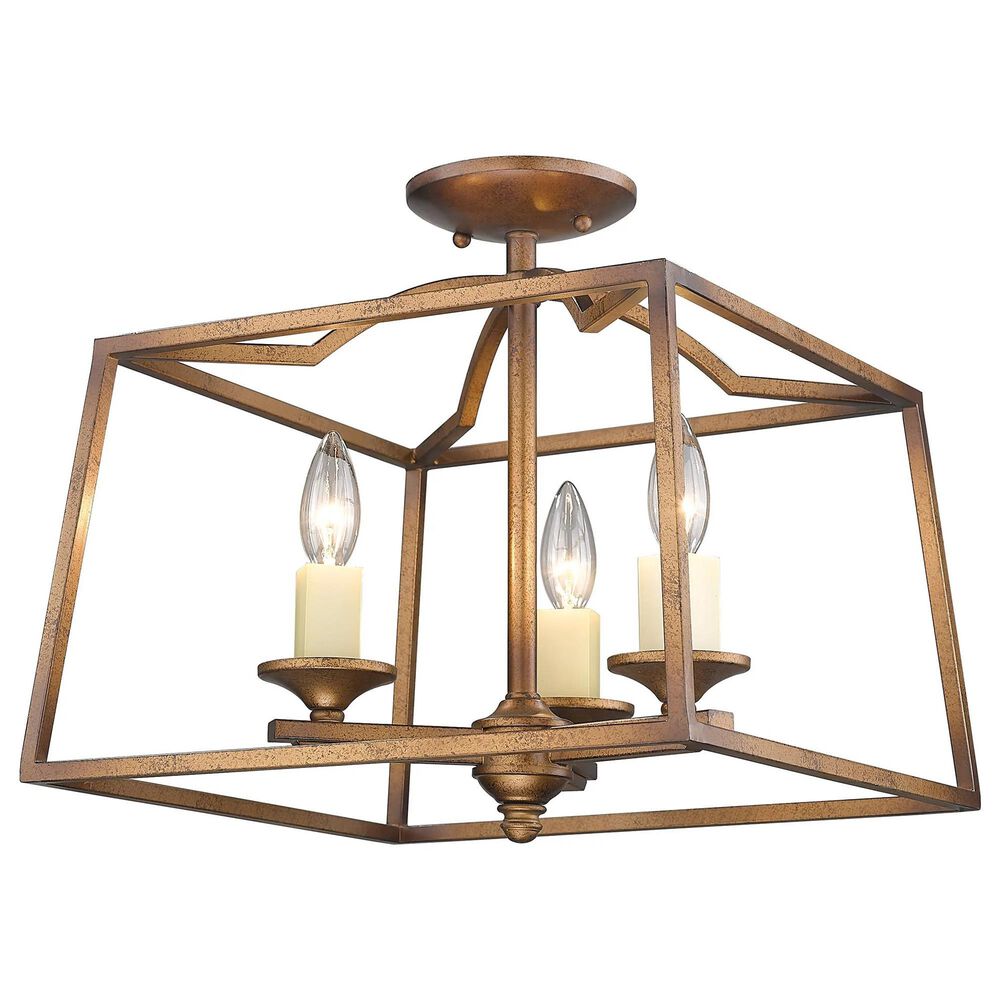 Golden Lighting Athena 3-Light Semi-Flush in Grecian Gold, , large