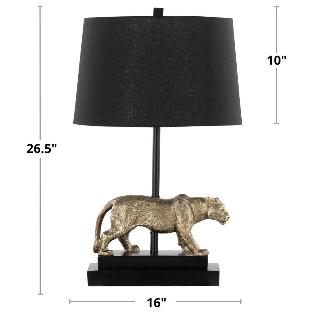 Grandview Gallery Panther Polyresin Table Lamp in Black and Gold, , large
