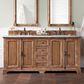 James Martin Vanities Providence 72" Double Bathroom Vanity in Driftwood with 3 cm Carrara White Marble Top and Rectangular Sinks, , large