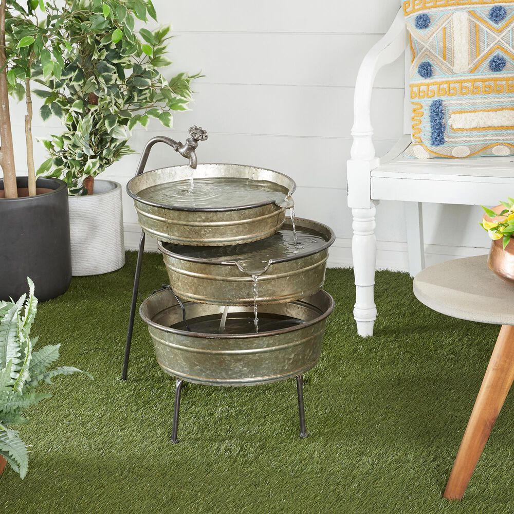 Maple and Jade 26&quot; Farmhouse 3-Tier Tub Fountain in Gray, , large