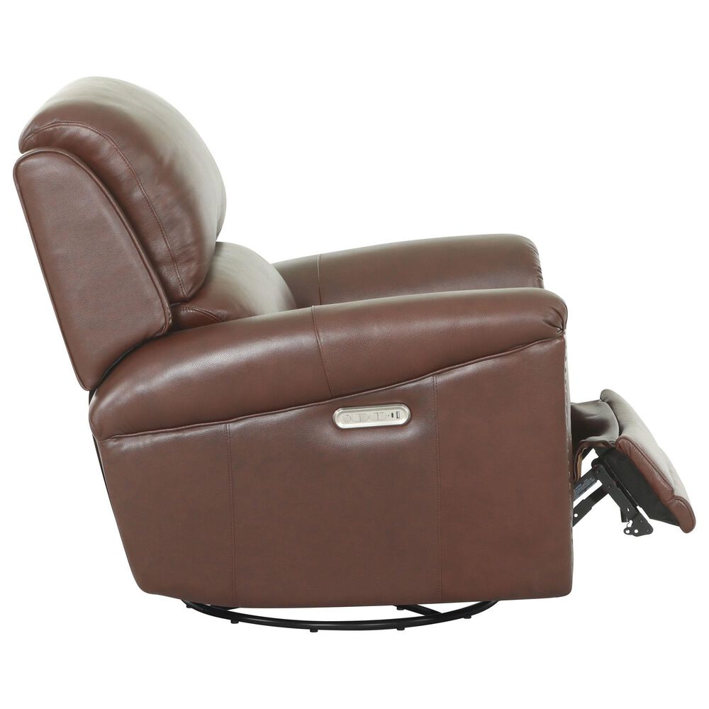 Chateau d'Ax Stationary Leather Sofa and Recliner Set in Red Brown, , large