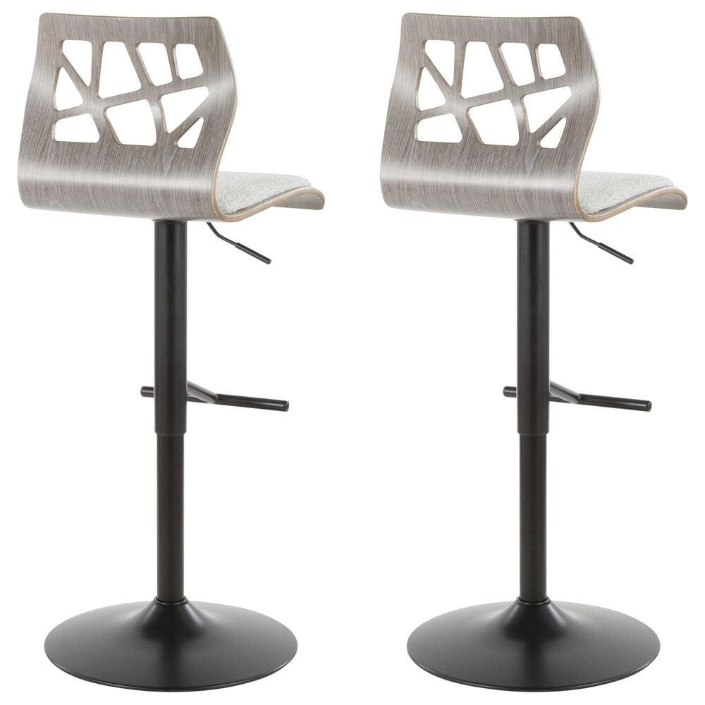 Lumisource Folia Swivel Barstool in Black and Light Grey &#40;Set of 2&#41;, , large