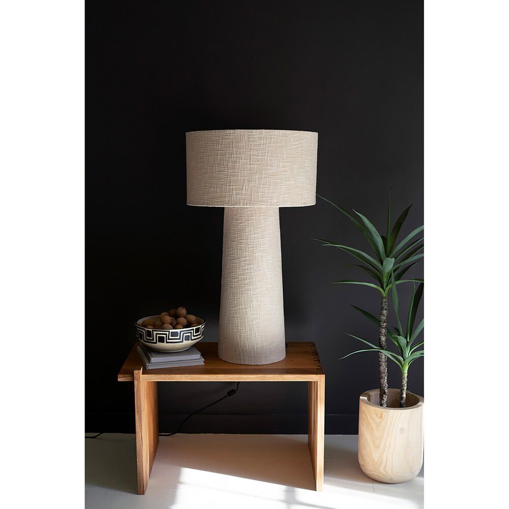 Kalalou Boucle Fabric Table Lamp in White, , large