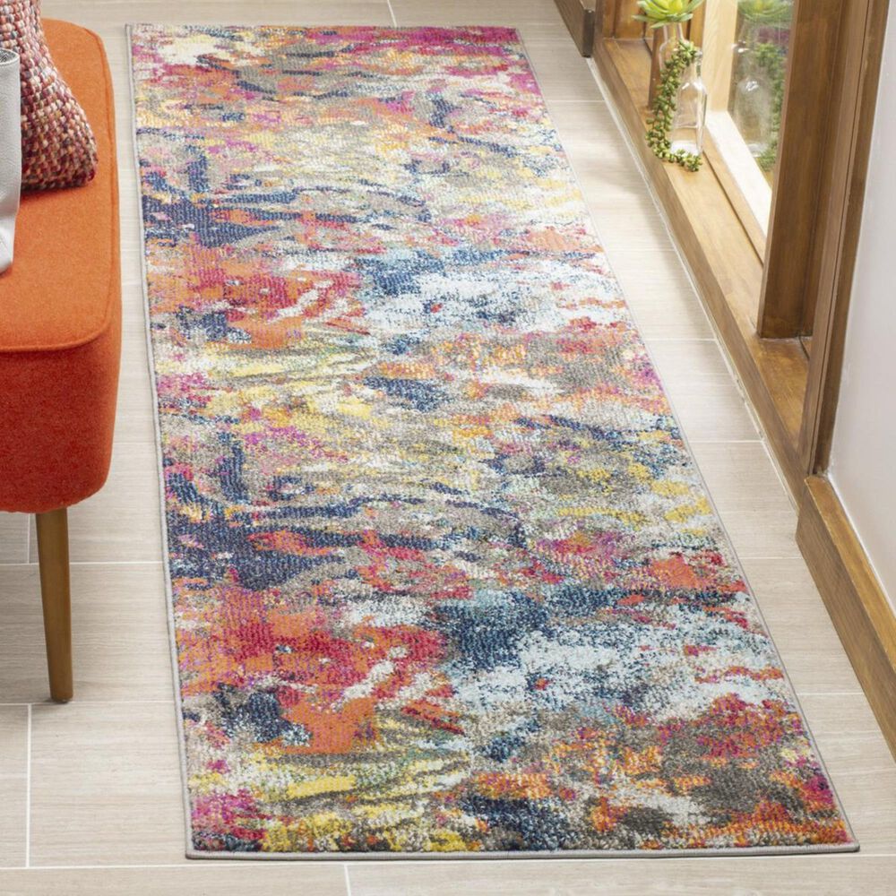 Safavieh Monaco MNC258M 2&#39;2&quot; x 8&#39; Blue and Orange Runner, , large