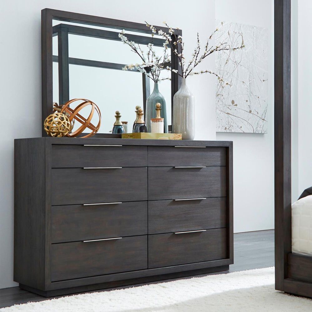 Living Essentials Oxford 8 Drawer Dresser and Mirror in Basalt Grey, , large
