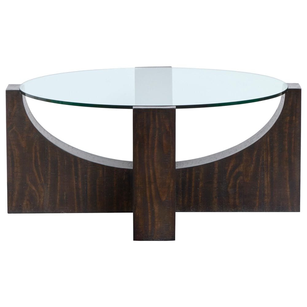 Nicolette Home Beckham Round Cocktail Table with Casters in Rustic Tavern and Clear, , large