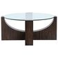 Nicolette Home Beckham Round Cocktail Table with Casters in Rustic Tavern and Clear, , large