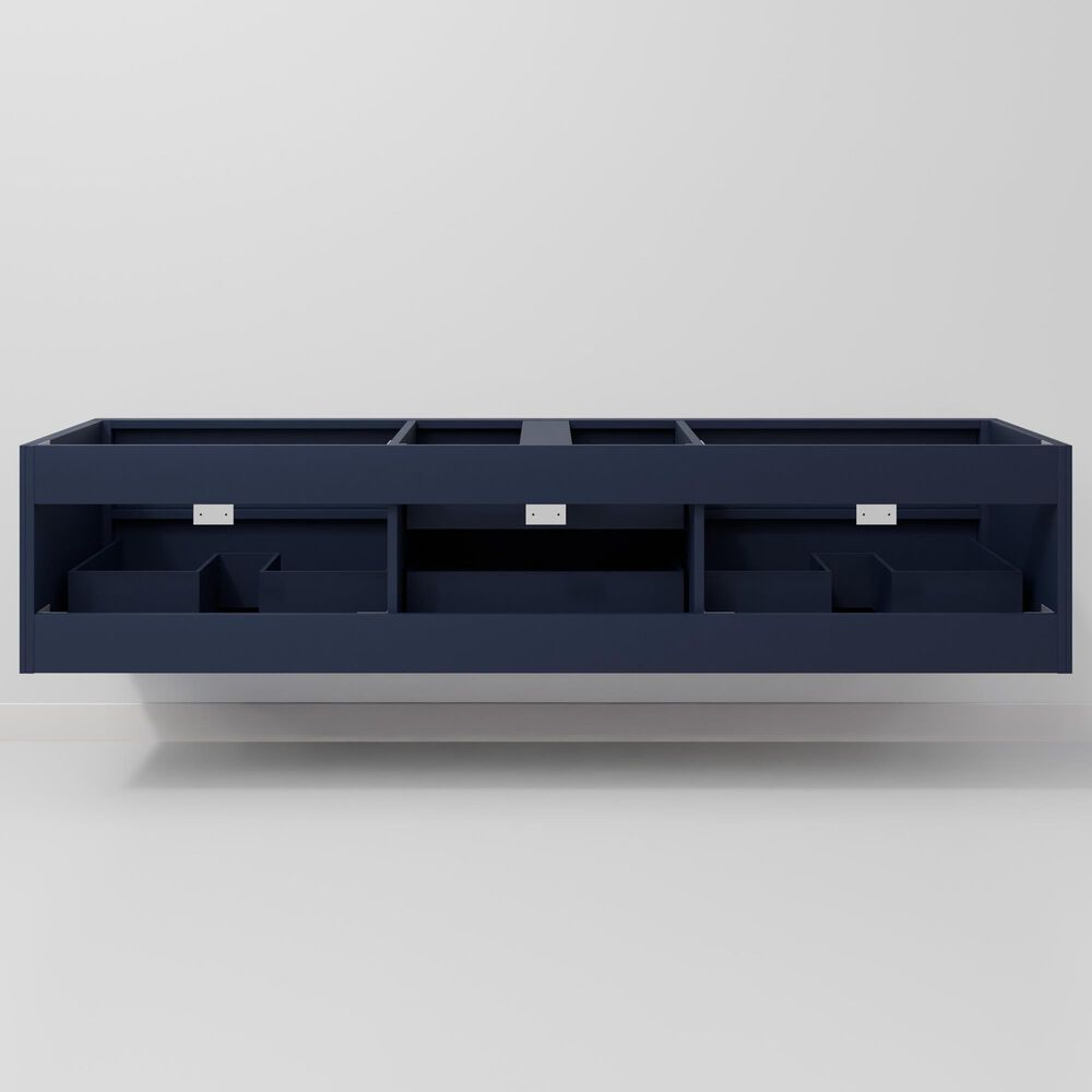Lexora Home Castor 84" Double Bathroom Vanity in Blue with 2 cm White Carrara Marble Top and Rectangular Sinks, , large