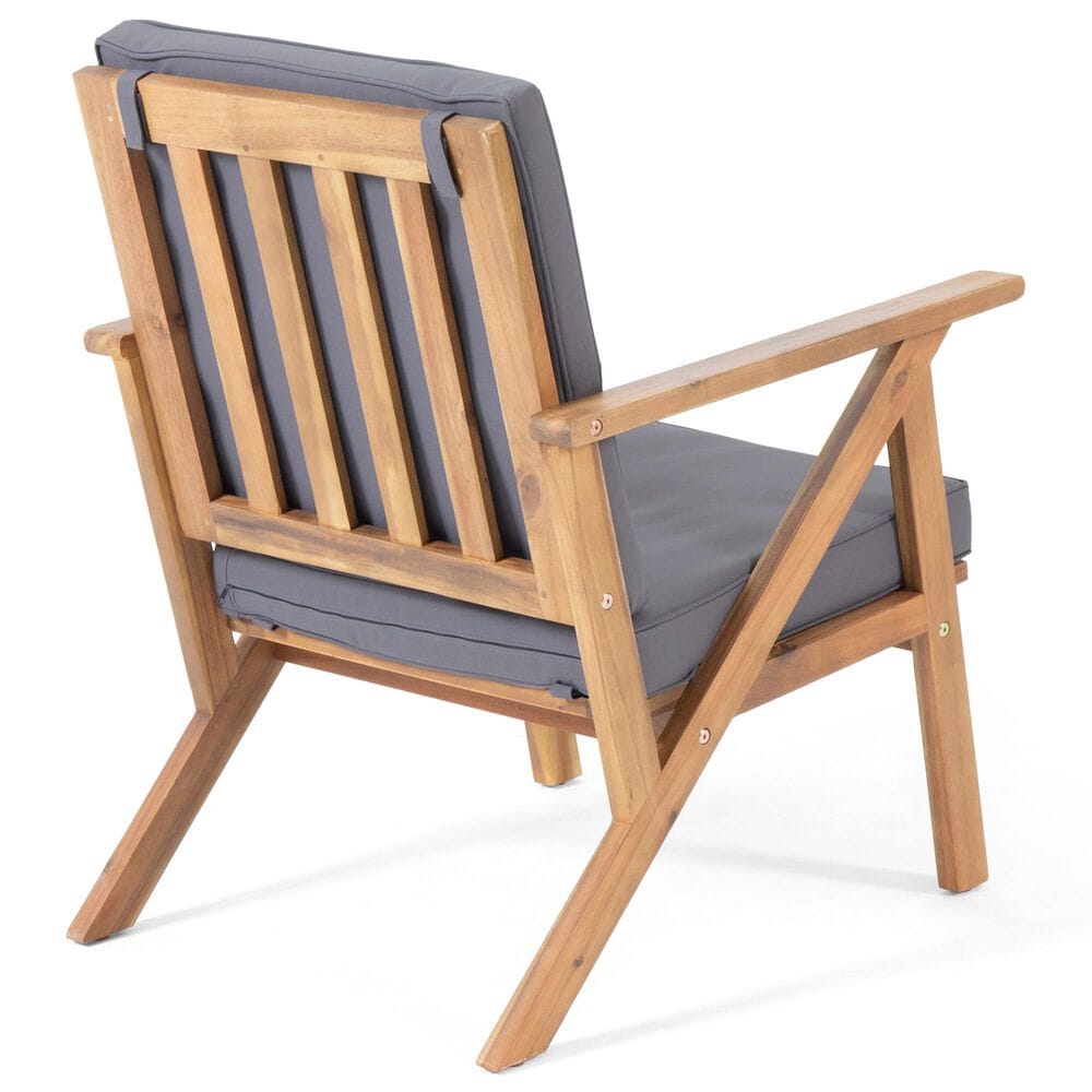 Hearth and Haven Panama 4-Piece Patio Conversation Set with Gray Cushion in Teak, , large