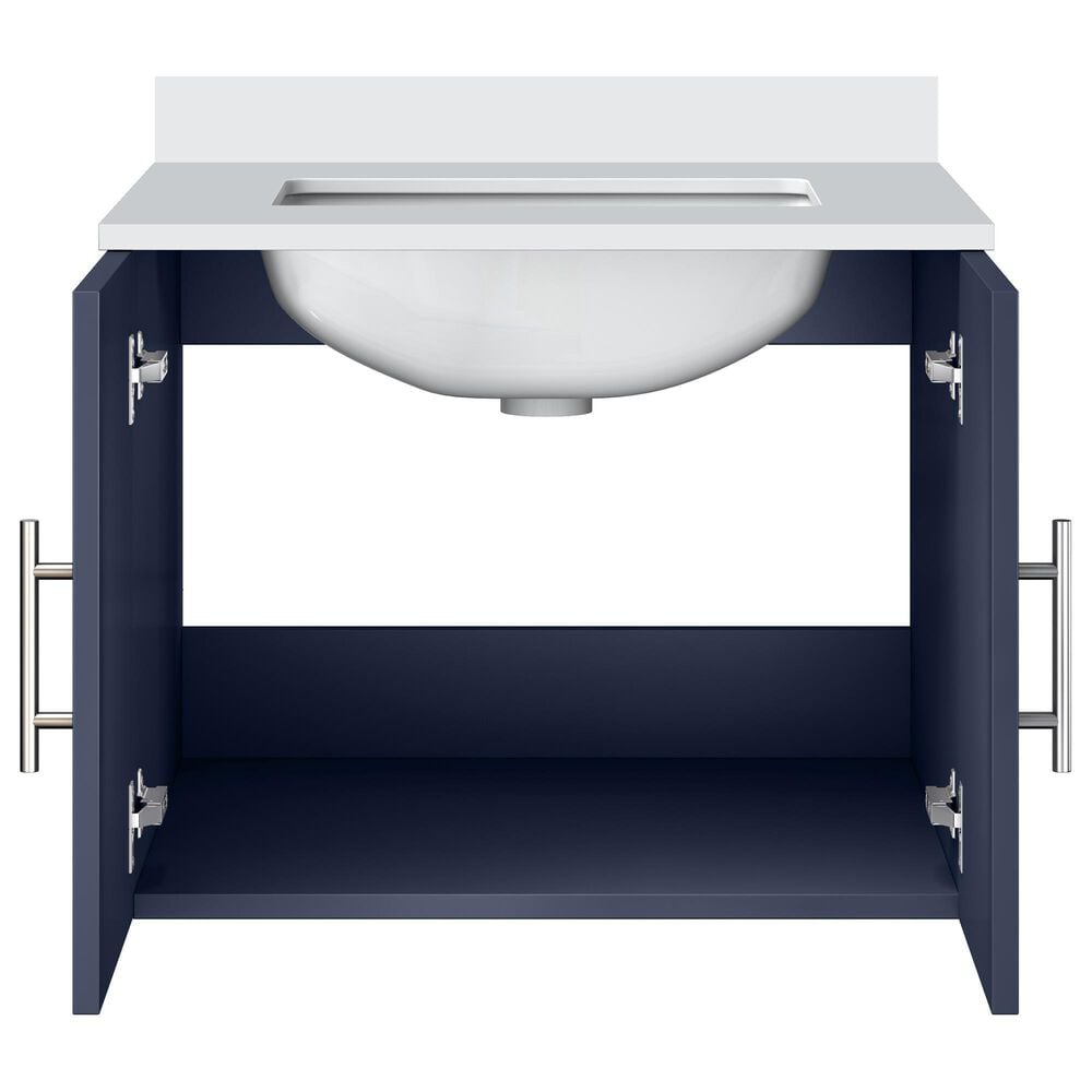 Lexora Home Geneva 24&quot; Single Bathroom Vanity in Navy Blue with 2 cm White Cultured Marble Top and Rectangular Sink, , large