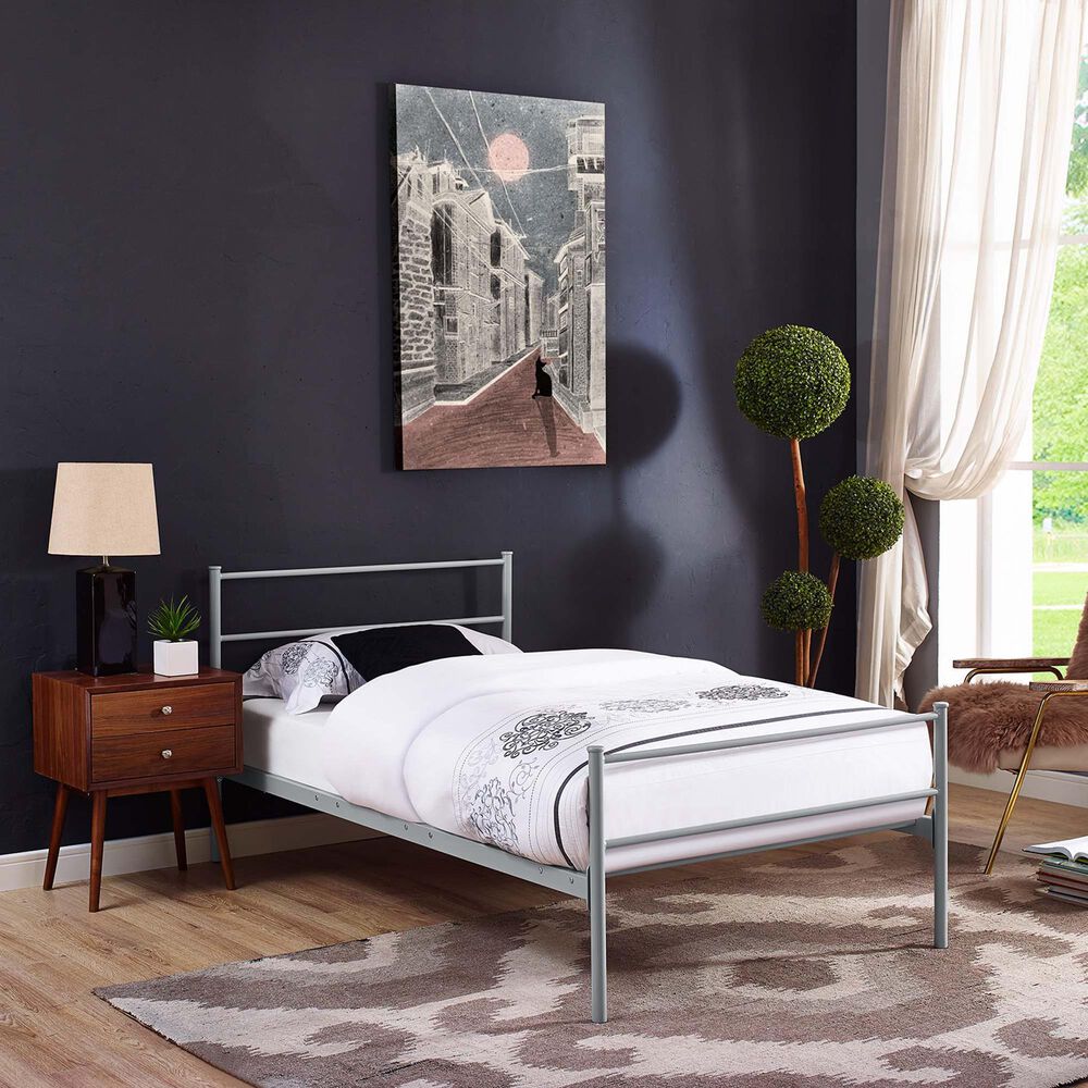 Modway Alina Twin Platform Bed Frame in Gray, , large
