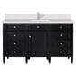 James Martin Vanities Brittany 48" Single Bathroom Vanity in Black Onyx with 3 cm White Zeus Quartz Top and Rectangular Sink, , large