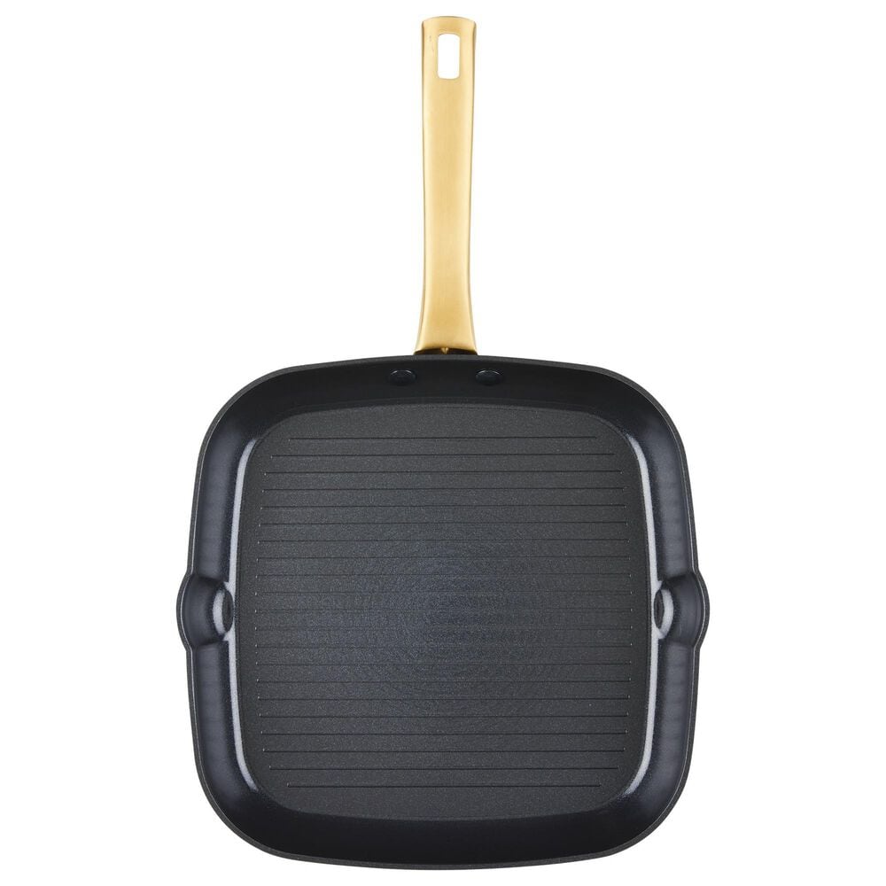Faber Forged Induction 11&quot; Ceramic Nonstick Square Grill Pan in Black and Gold, , large