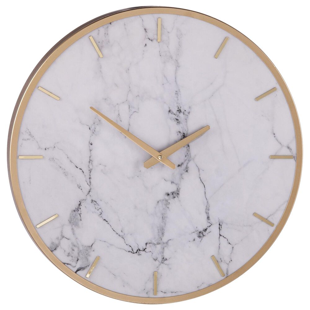 Southern Enterprises Lenzienne Wall Clock in White, Gold and Gray, , large