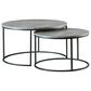 Pacific Landing Round Nesting Coffee Tables in Grey and Gunmetal (Set of 2), , large