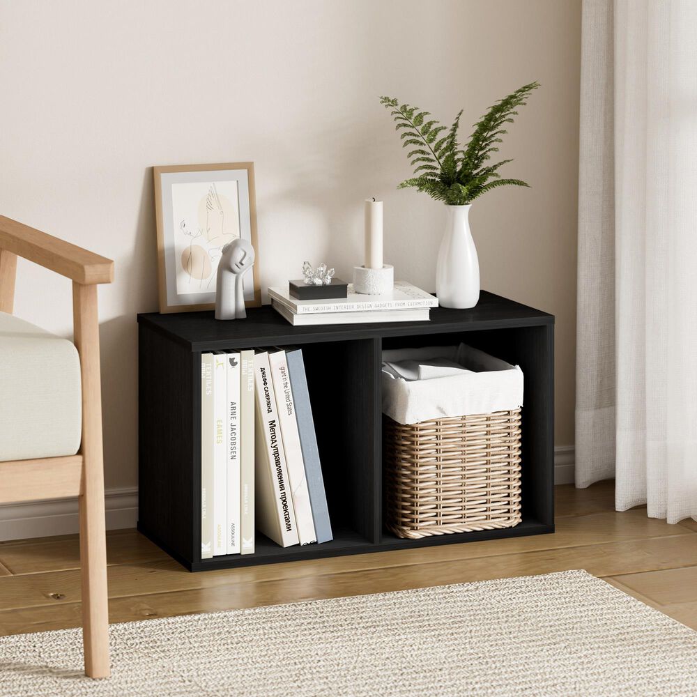 HOMLUX 2-Tier Open Shelf Bookcase in Blackwood, , large