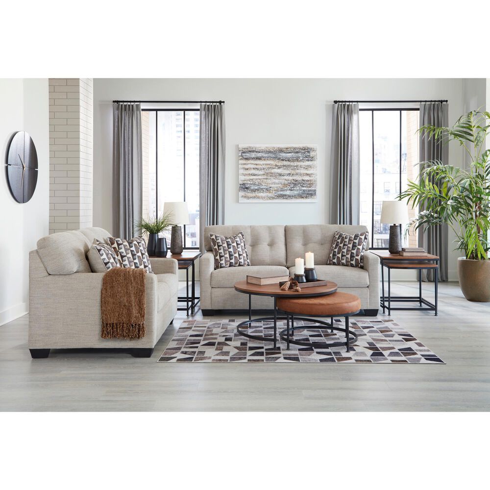 Ashley Mahoney Stationary Loveseat in Pebble, , large