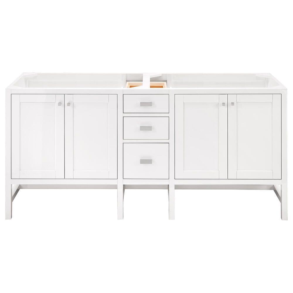 James Martin Vanities Addison 72&quot; Double Bathroom Vanity in Glossy White with 3 cm Lime Delight Quartz Top and Rectangular Sinks, , large