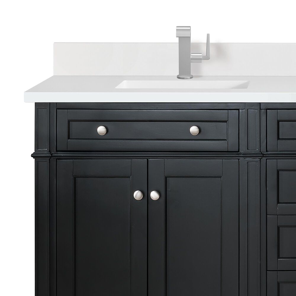 James Martin Vanities Brittany 72&quot; Double Bathroom Vanity in Black Onyx with Single Hole 3 cm White Zeus Quartz Top and Rectangular Sinks, , large