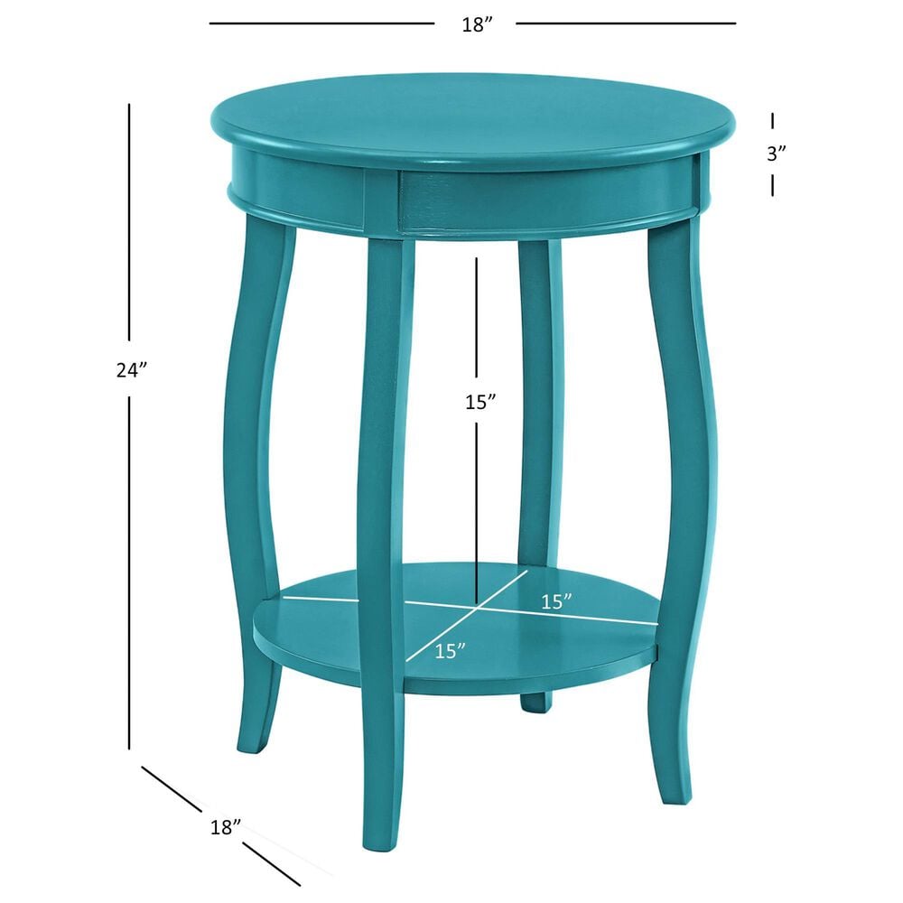 Linon Home Decor Rainbow Round Side Table in Teal, , large