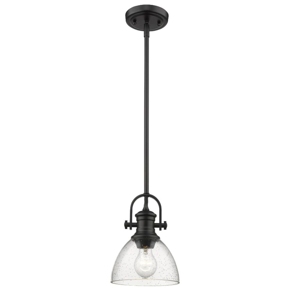 Golden Lighting Hines Mini Pendant in Black with Seeded Glass, , large