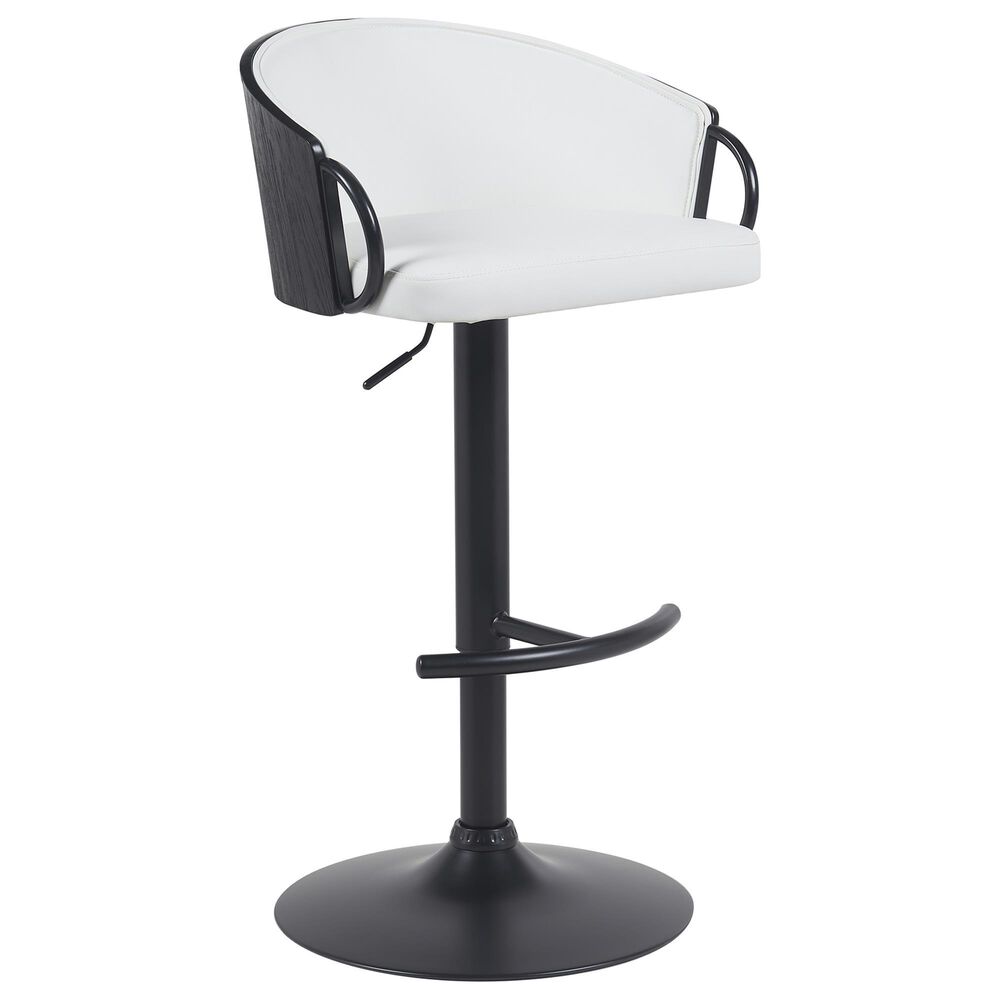 Armen Living Montego Adjustable Swivel Bar Height Stool in Black, , large