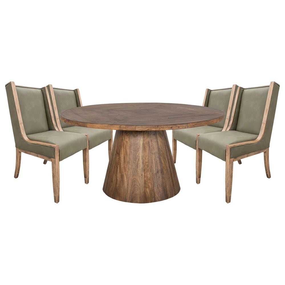 International Furniture Balam 5-Piece Round Dining Set in Stained Brown, , large