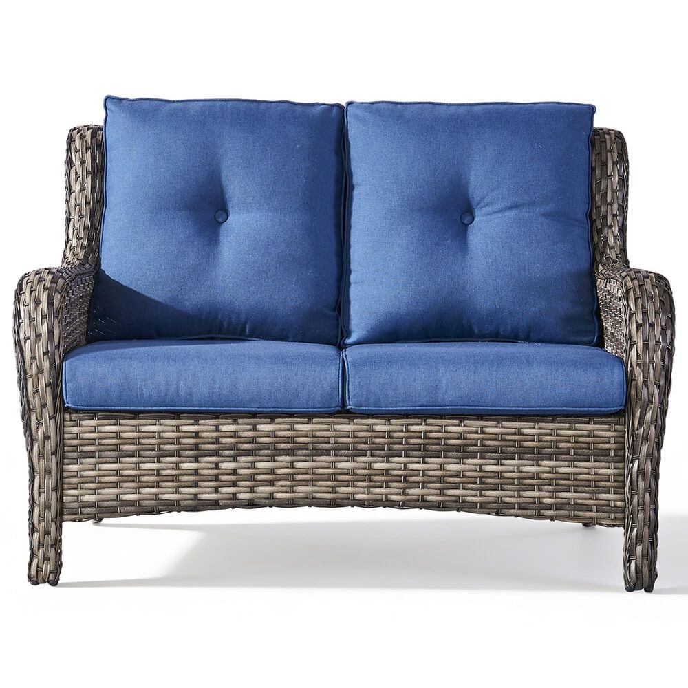 Sunwell Garden Patio Loveseat with Gray Frame in Navy, , large