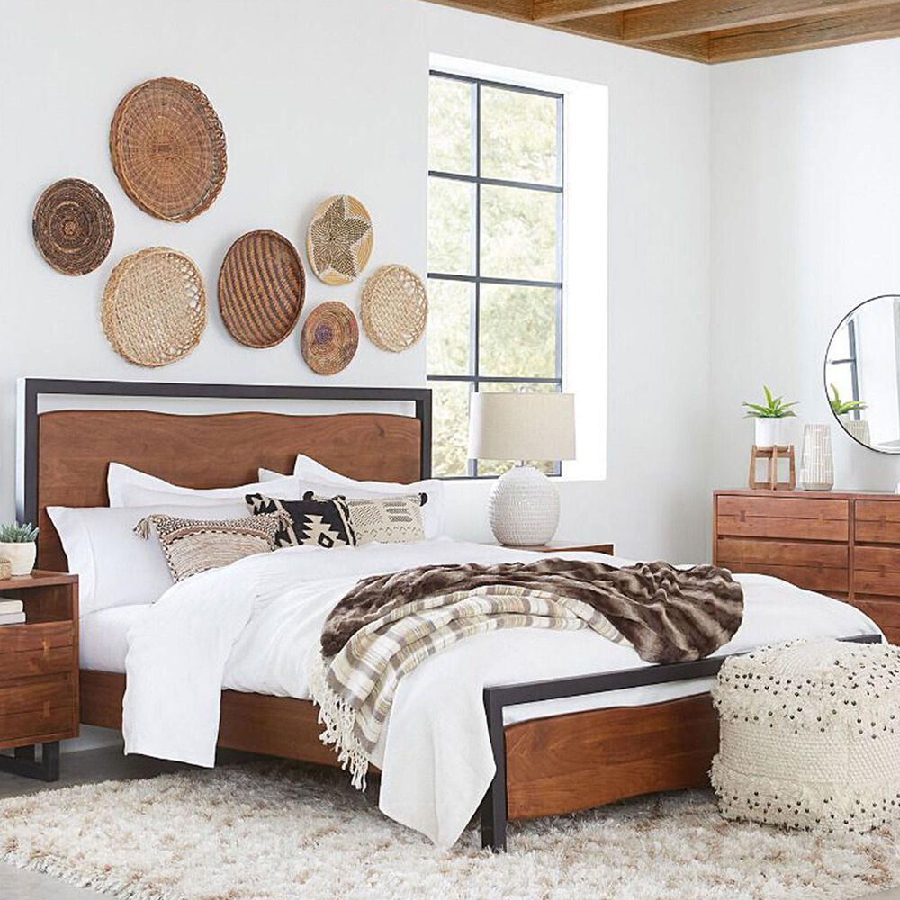 Home Trends &amp; Design Aspen Queen Platform Bed in Walnut and Antique Zinc, , large
