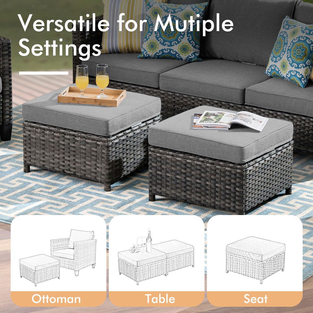 HOMLUX 7-Piece Rattan Sectional Set in  Dark Gray, , large