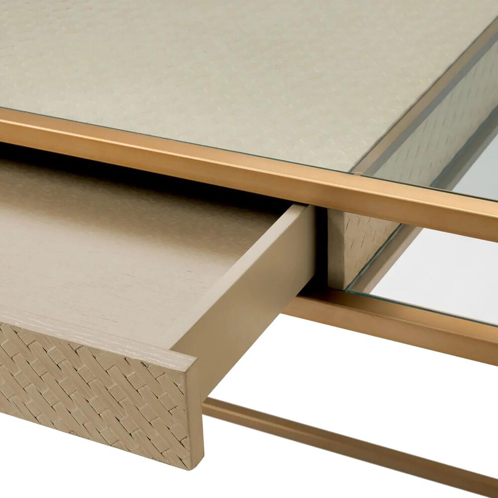 EICHHOLTZ Napa Valley Writing Desk in Brushed Brass and Clear, , large