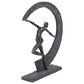 Maple and Jade 15" x 12" Resin Dancer and Crescent Moon Shaped Sculpture in Dark Gray and Gold, , large