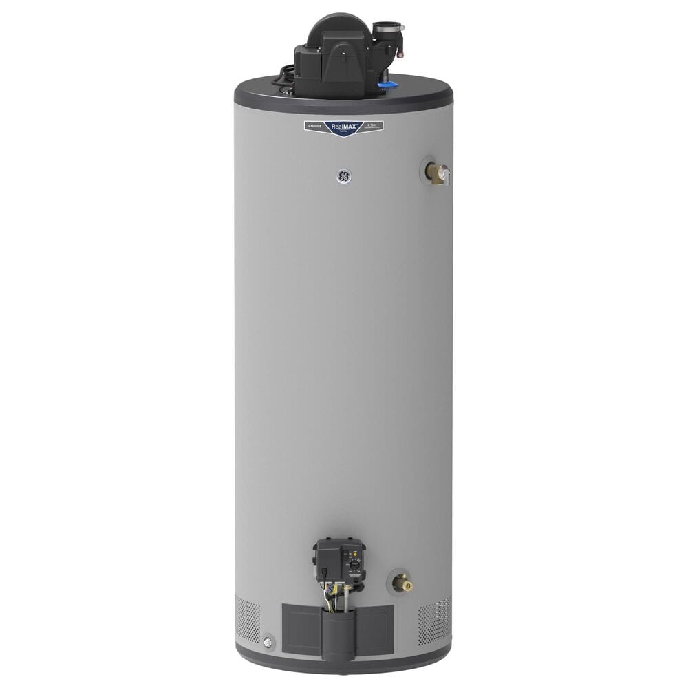 GE Appliances RealMAX Choice 50-Gallon Tall Natural Gas Power Vent Low-NOx Water Heater in Gray, , large