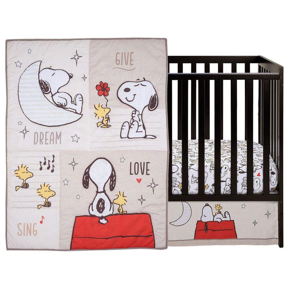 Lambs and Ivy Snoopy Love 3-Piece Crib Bedding Set in White, , large