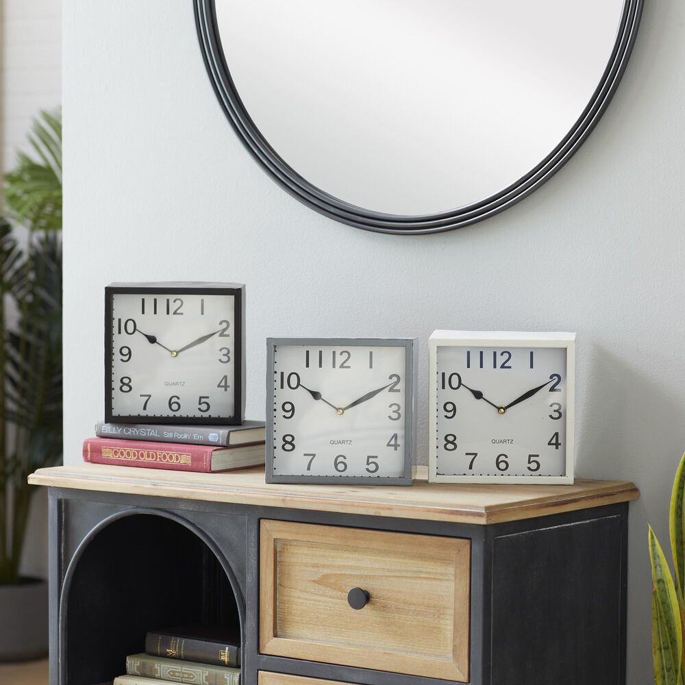 Maple and Jade Square Traditional Table Clock in Multicolor &#40;Set of 3&#41;, , large