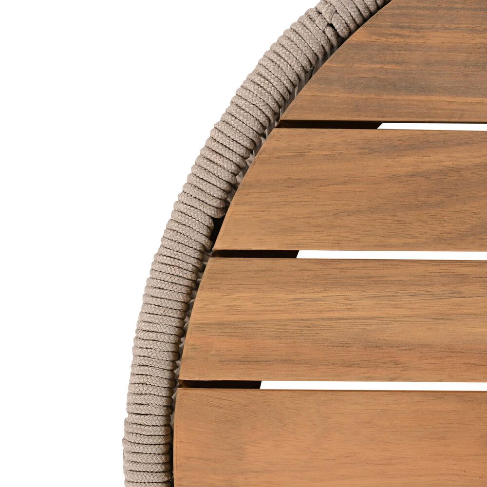Hearth and Haven 2-Piece Outdoor Coffee Table and Side Table Set with Woven Rope Design in Beige and Teak, , large