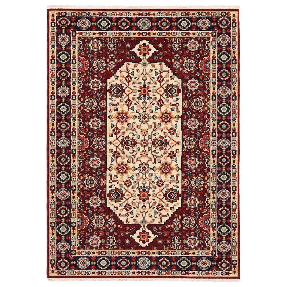 Oriental Weavers Lilihan Oriental 1802W 6"7" x 9"6" Red and Ivory Area Rug, , large