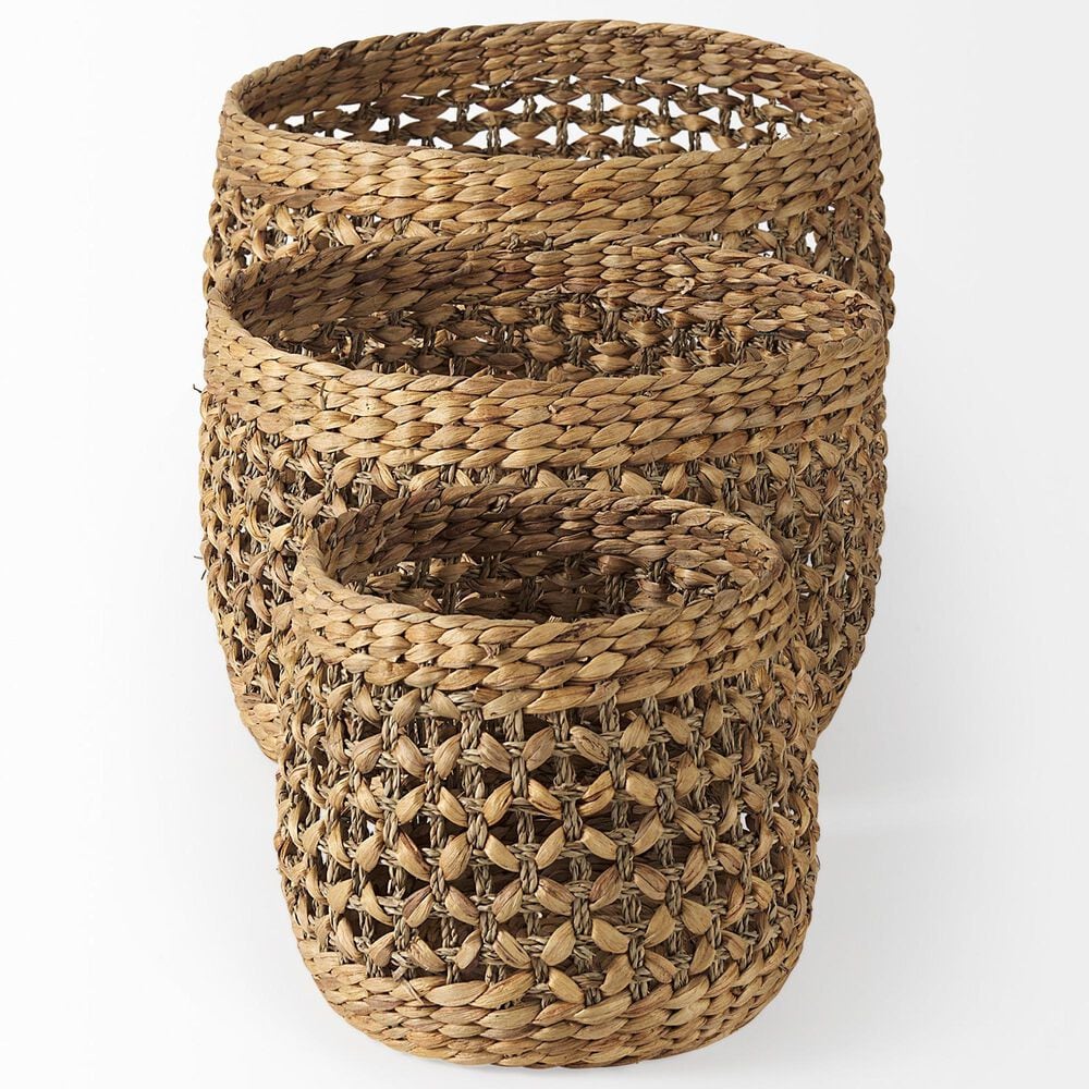Mercana Dakota Round Basket in Medium Brown (Set of 3), , large