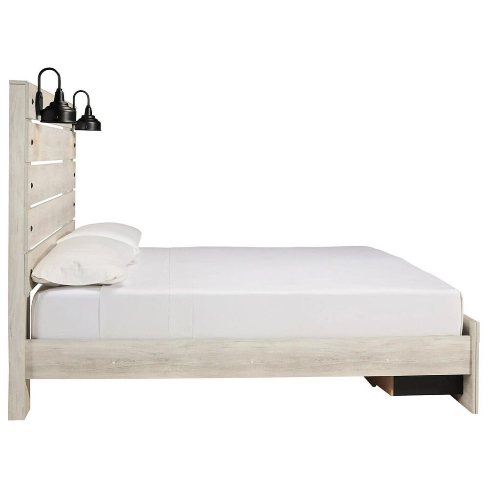 Ashley Cambeck King Storage Bed in Whitewash with Lighting, , large