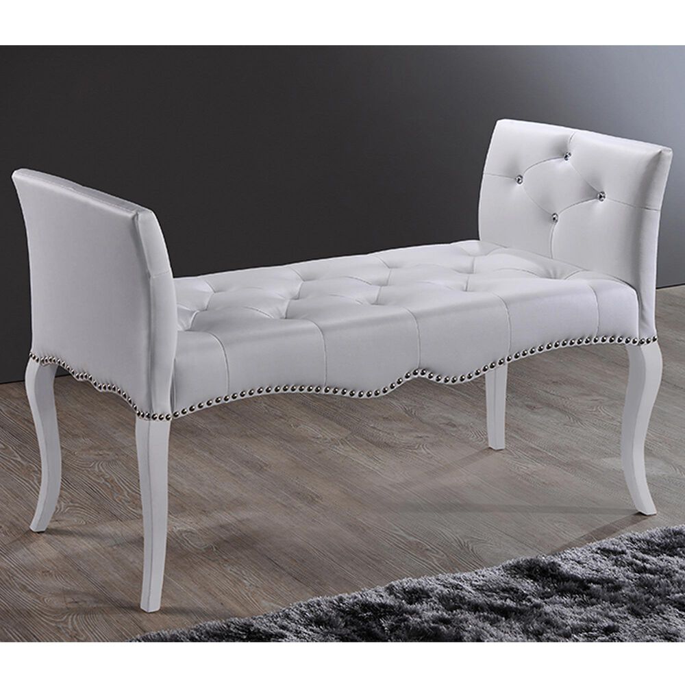 Baxton Studio Kristy Bench in White, , large