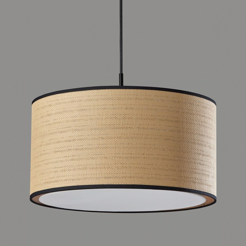 Adesso Harvest 1-Light Large Drum Pendant in Black, , large