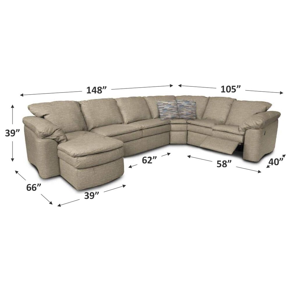 England Furniture Seneca Falls 5-Piece Stationary Left Arm Facing Sectional with Chaise in Galactic Parchment, , large