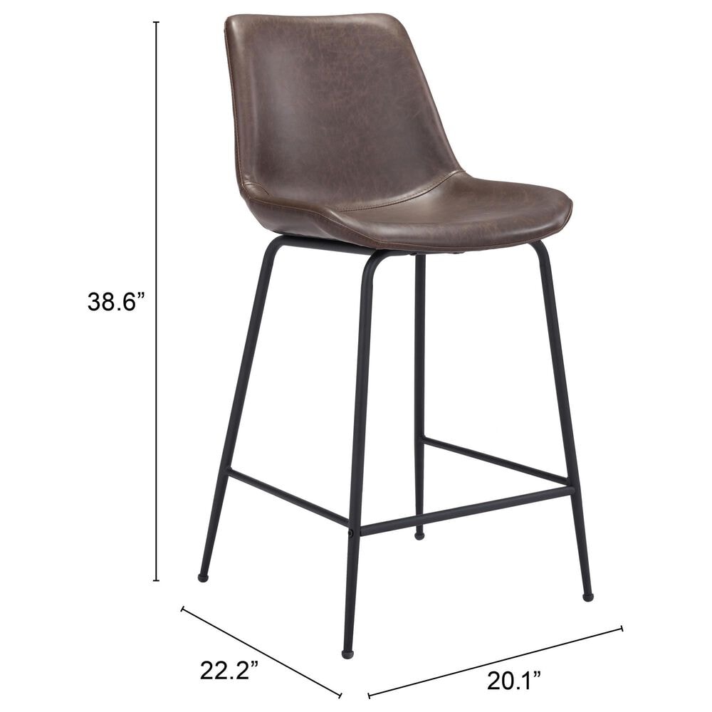 Zuo Modern Byron Counter Chair in Brown/Black, , large