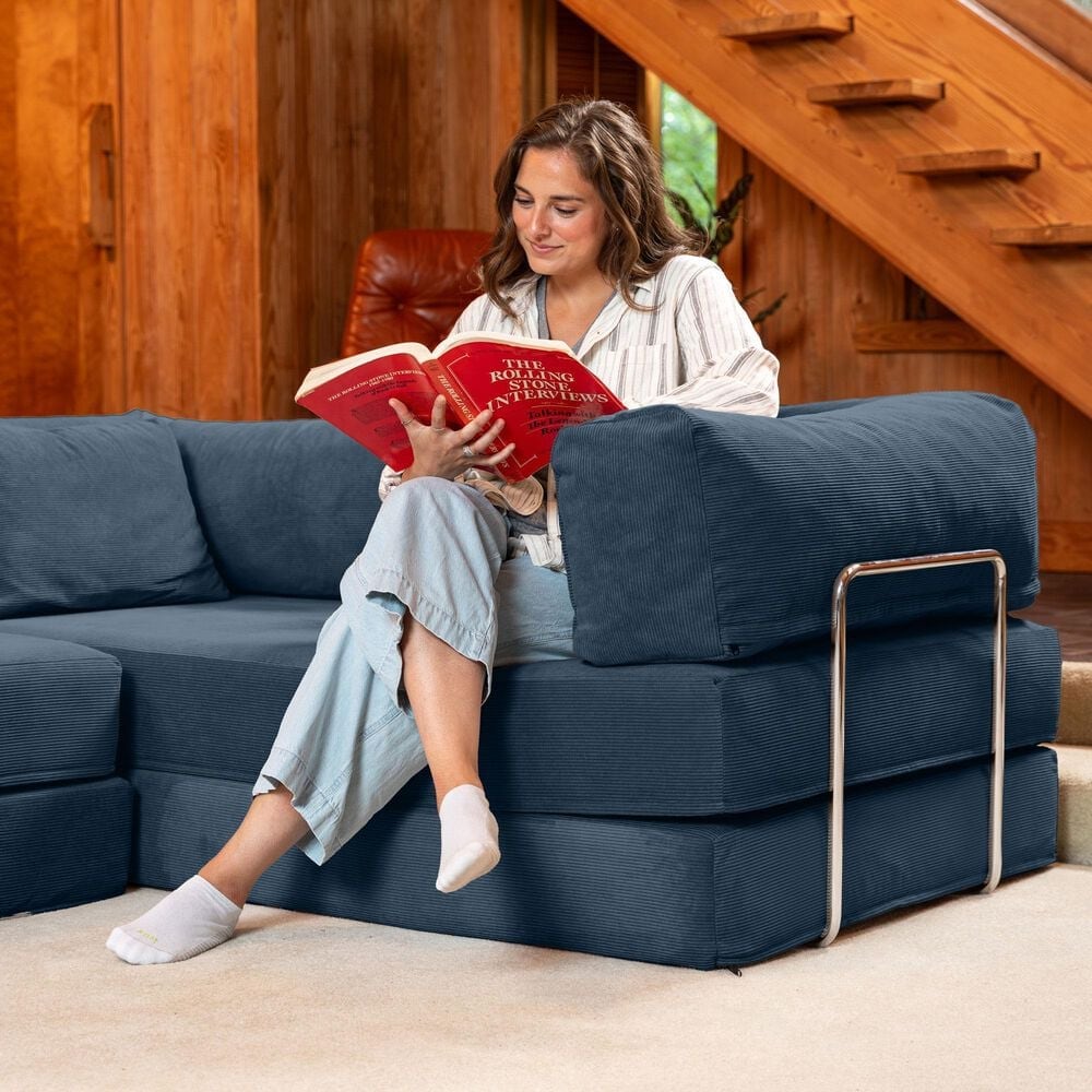 Jaxx Unsofa 2-Piece Modular Right Facing L-Shaped Sectional in Indigo Blue, , large