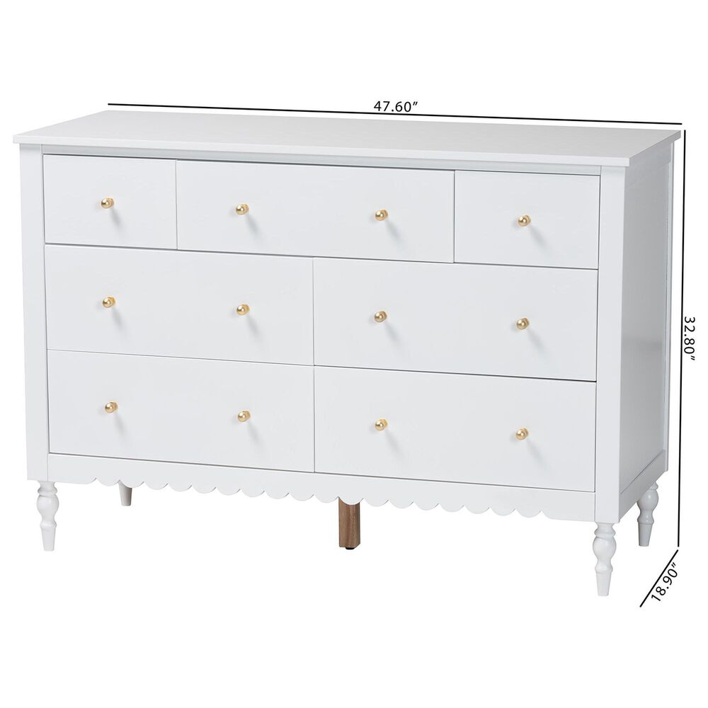 Baxton Studio Roni 7-Drawer Dresser in White, , large
