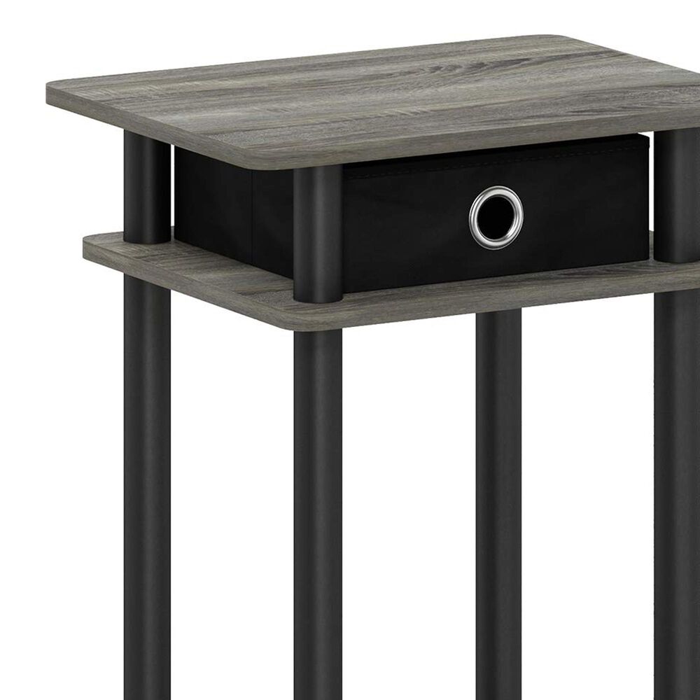HOMLUX Turn-N-Tube Tall End Table in French Oak and Black, , large
