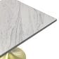 Leisuremod LeisureMod Verve Collection 27 Square Dining Table, Brushed Gold Base with Laminated White Marbleized Top, , large