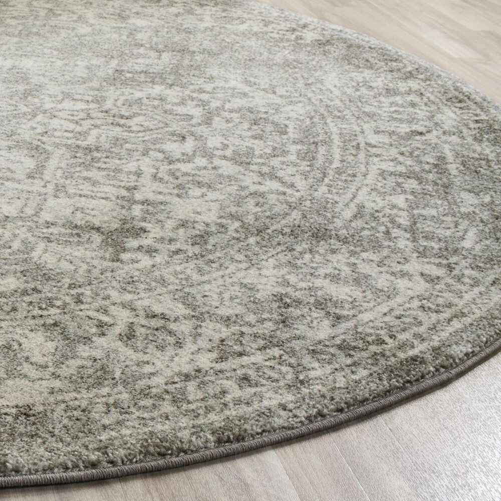 Safavieh Evoke EVK256S-5R 5&#39;1&quot; Round Silver/Ivory Area Rug, , large